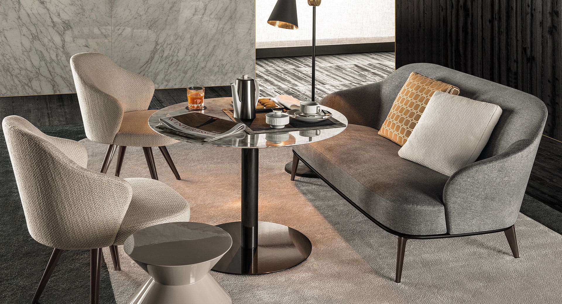 Sfera design Minotti canteen furniture Leslie Lounge